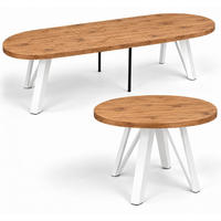 ESSTISCH rund ausziehbar 100/300/76 cm, Eiche Craft, 54 cm Tischplatte + Industrial Metallgestell Weiß - Eichefarben/Weiß, Holzwerkstoff/Metall (100/300/76cm) - Damale Möbel