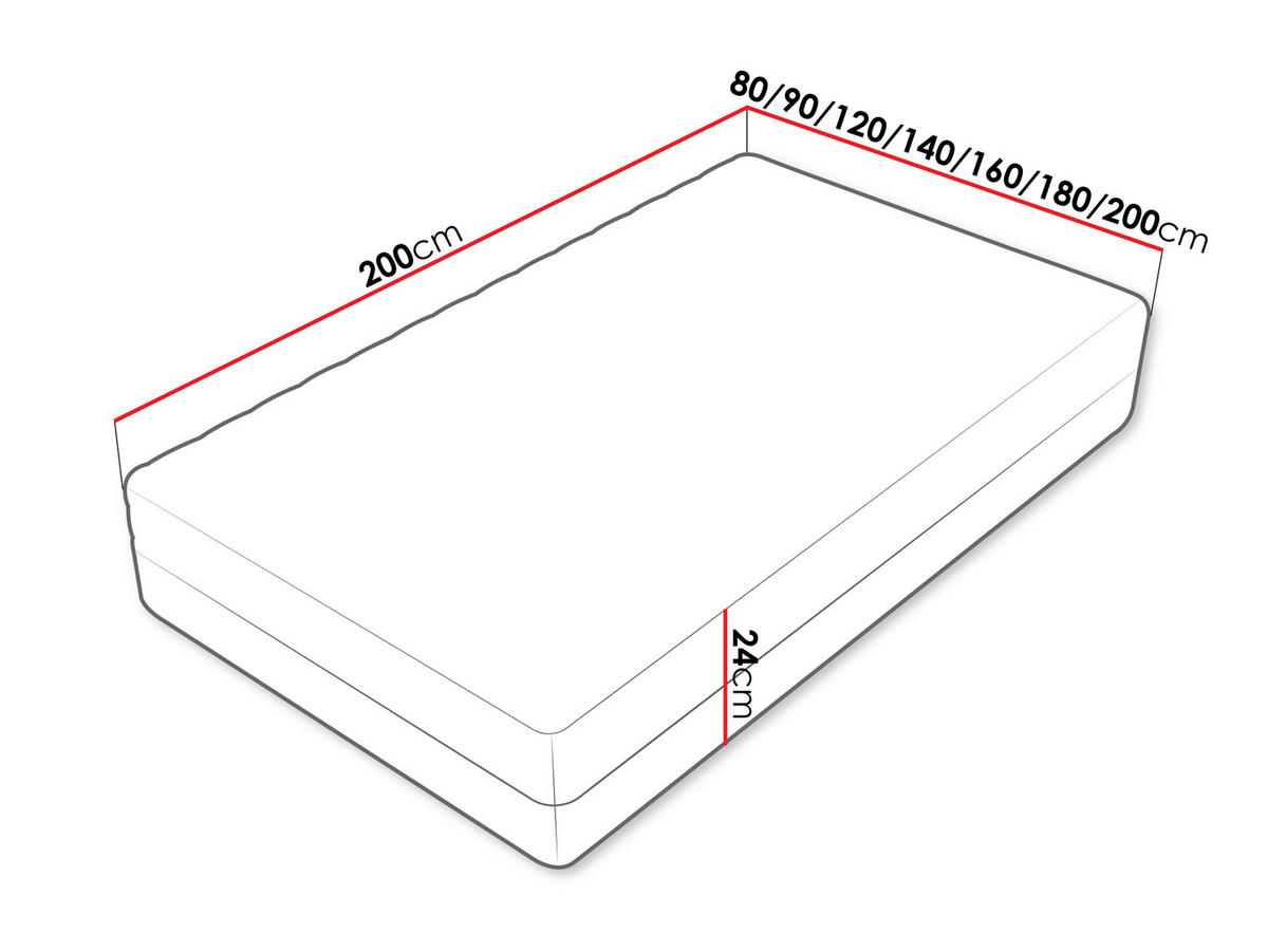 FEDERKERNMATRATZE Oro 24 cm - Weiß, Textil (200/200cm) - MIRJAN24