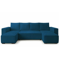 WOHNLANDSCHAFT CUDDY Umit Schlaffunktion und Bettkasten, Farbe: Blau, Cordstoff - Blau, Textil (305/85/140cm) - Storez24