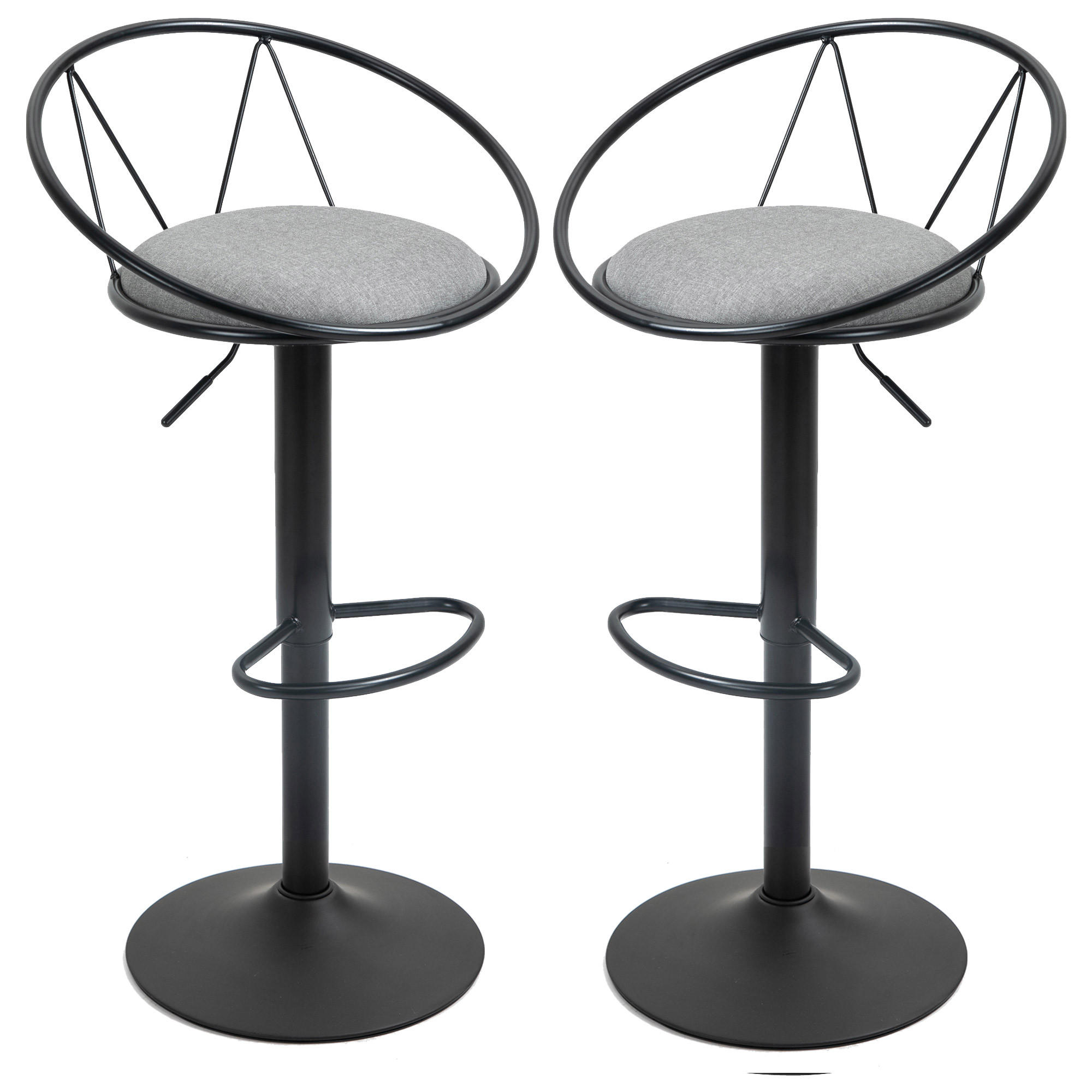 BARHOCKER 2er-Set DE-14682 höhenverstellbar & schwenkbar Grau - Grau, Metall (46/100/51cm) - ComfortXL