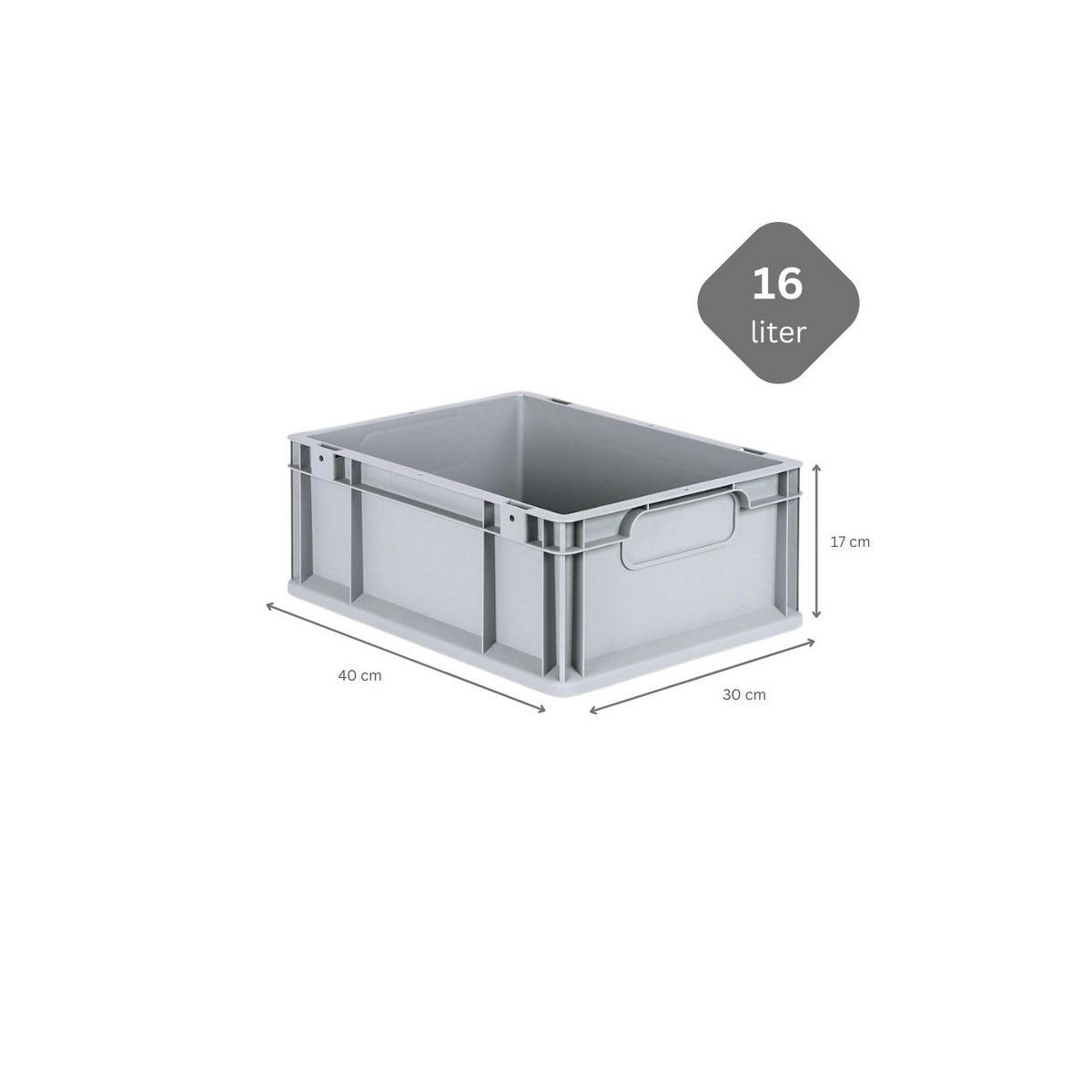 EUROBOX 5x Nextgen Economy Mit Scharnierdeckel Grau/Rot Griffe Geschlossen 16 Liter - Rot, Kunststoff (30/17/40cm) - PROREGAL