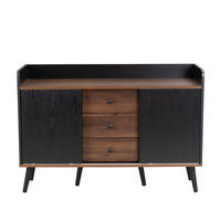 KOMMODE Holz-Schwarz, Schiebetüren, 3 Schubladen, modern - Schwarz, Holz (117/80/39cm)