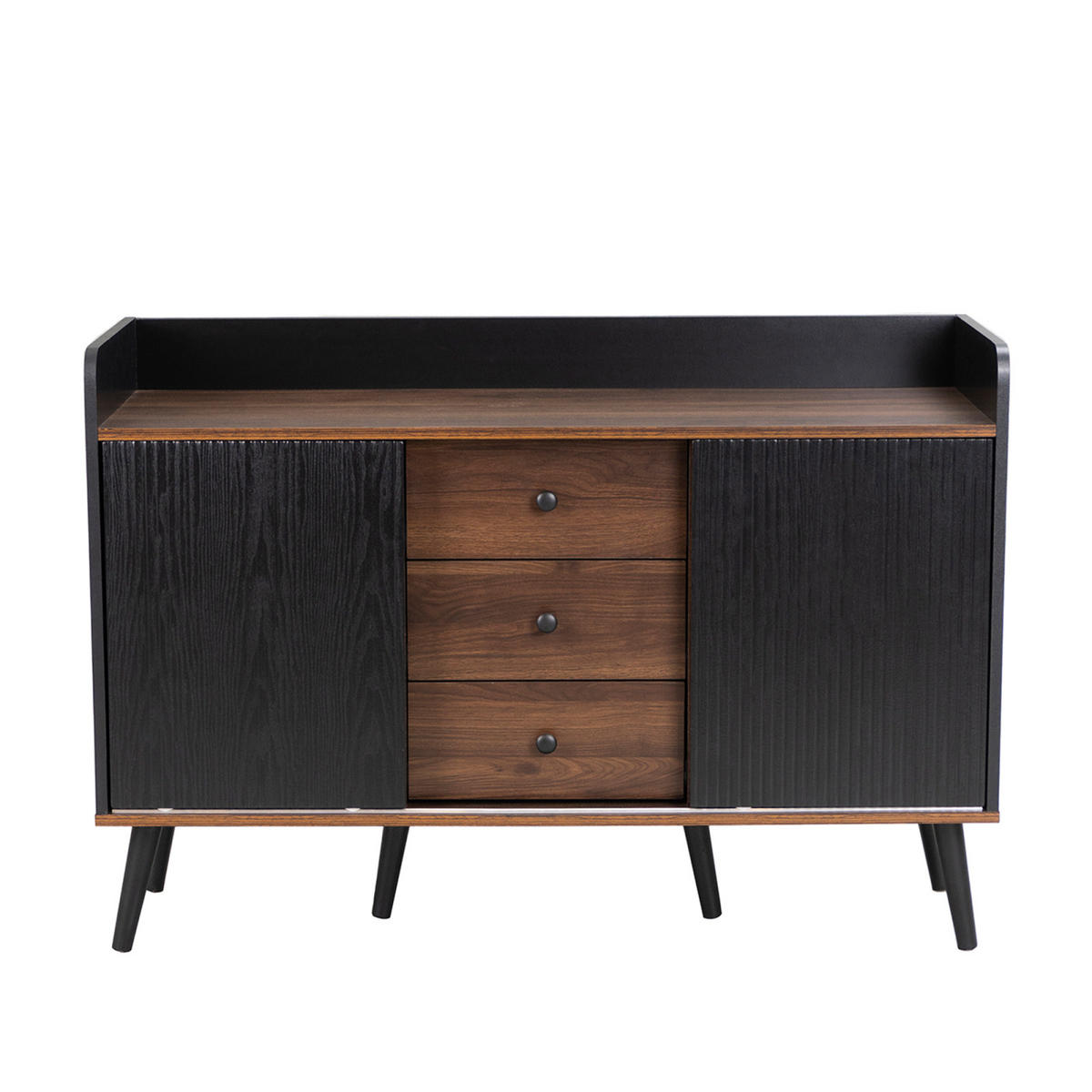 SIDEBOARD 117x39x79 cm Schwarz, 3 Schubladen, 2 Schiebetüren, Holzbeine, Modern - Schwarz, Holz (117/79/39cm) - PARAFTA HOME