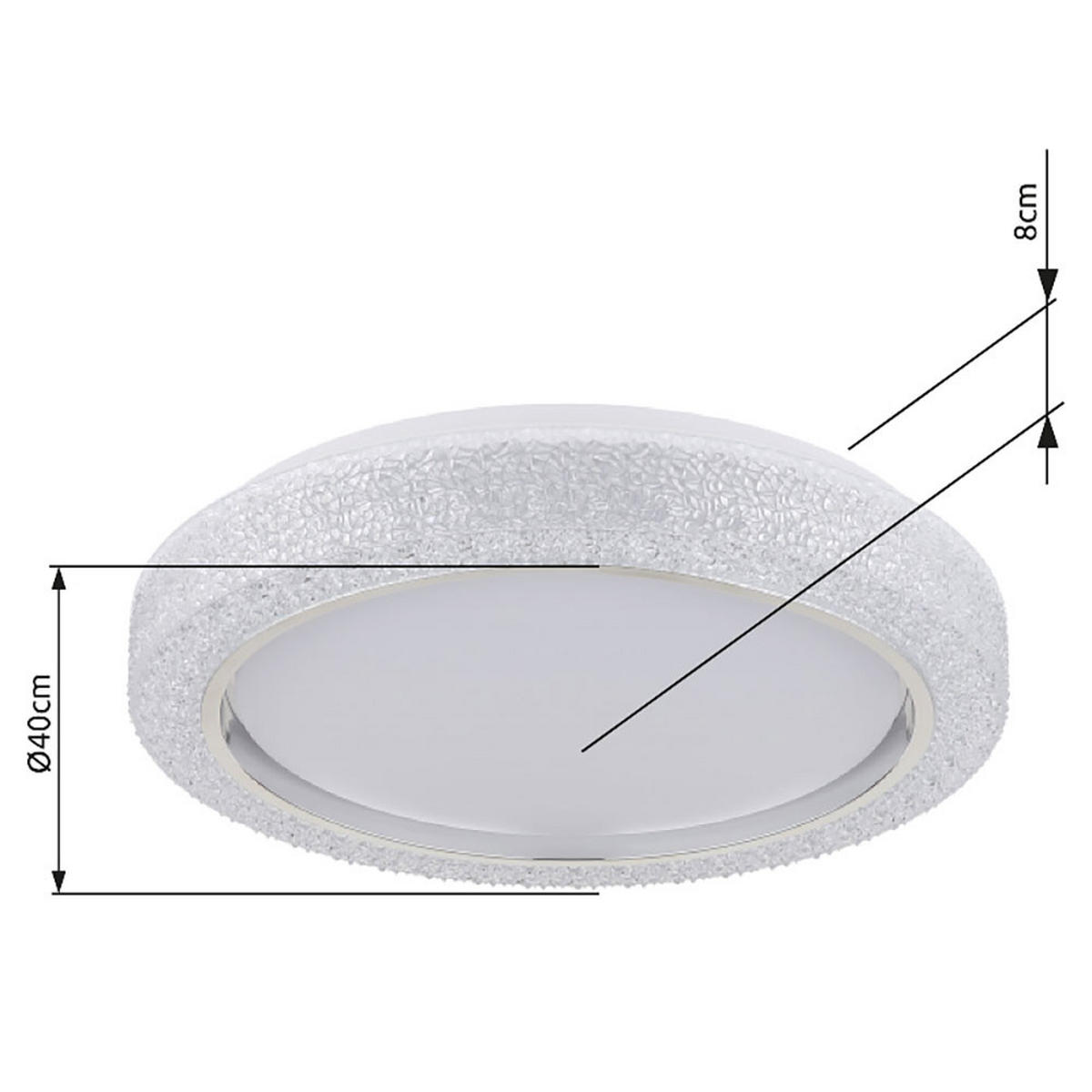 LED DECKENLEUCHTE LIAMI Weiß Kristalloptik - Weiß, Metall (40/40/8cm) - Globo Lighting