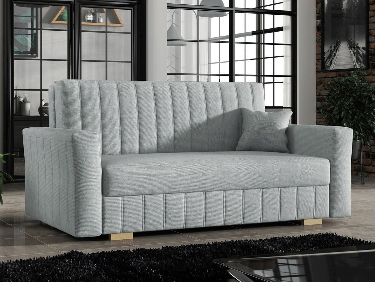 SCHLAFSOFA Viva Glam III - Hellgrau/Naturfarben, Holz/Kunststoff (160/85/98cm) - MIRJAN24