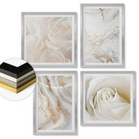 WANDBILDER 4er Set - 50x50 cm & 40x60 cm Silberner Rahmen - Elegante Marmormuster - Silberfarben, Kunststoff (50/50cm) - ArtPrintCave