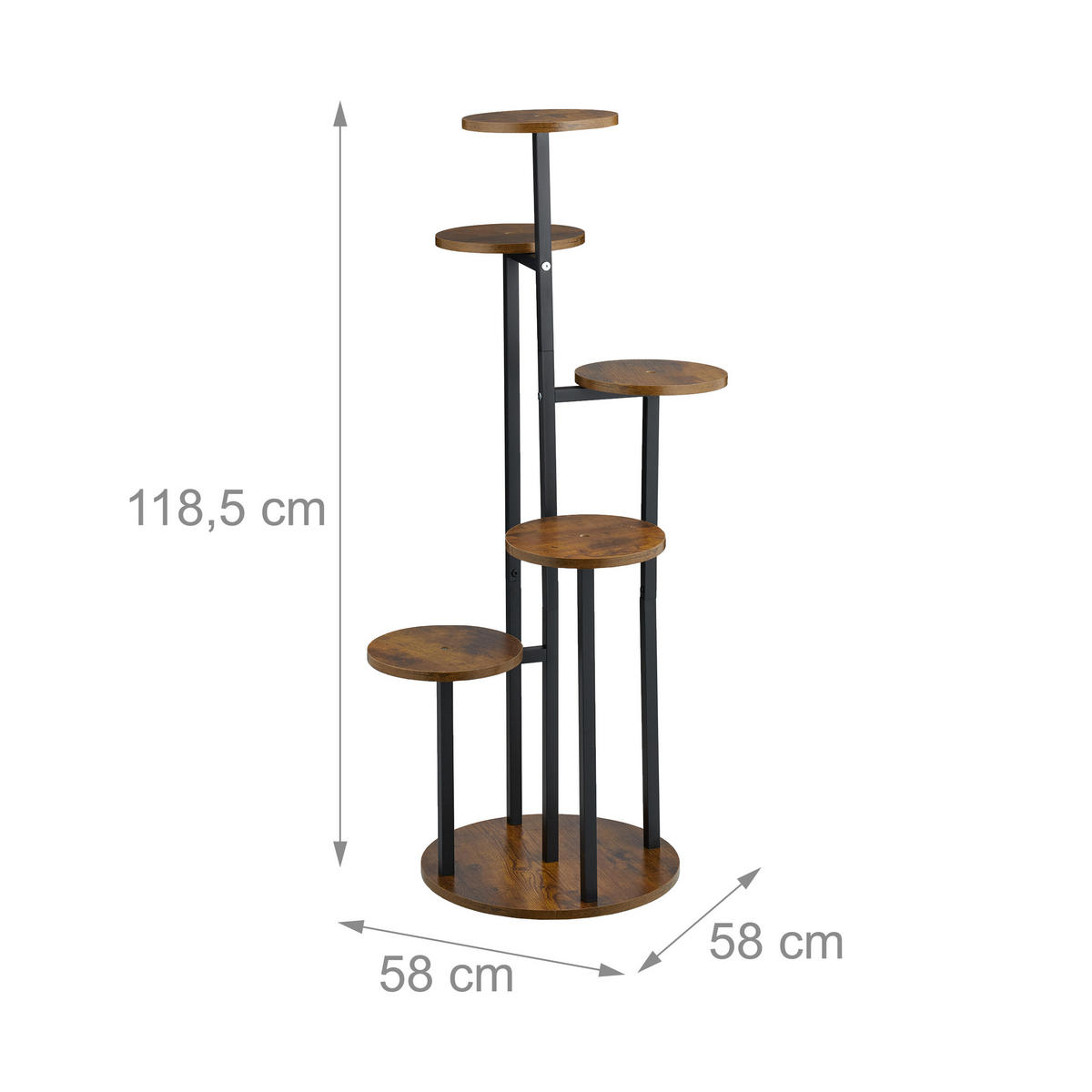 PFLANZENSTÄNDER - Multicolor, Holzwerkstoff/Metall (58/118.5/58cm) - Relaxdays