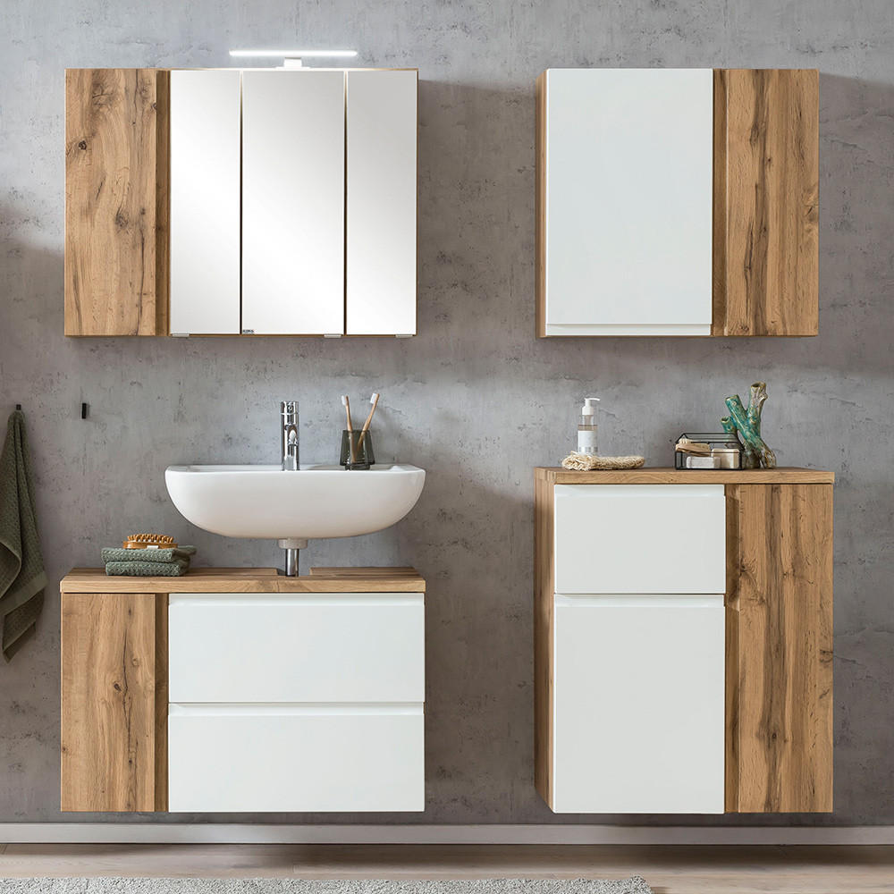 Lomado Badmöbel-Set Weiß 165x200x35 cm