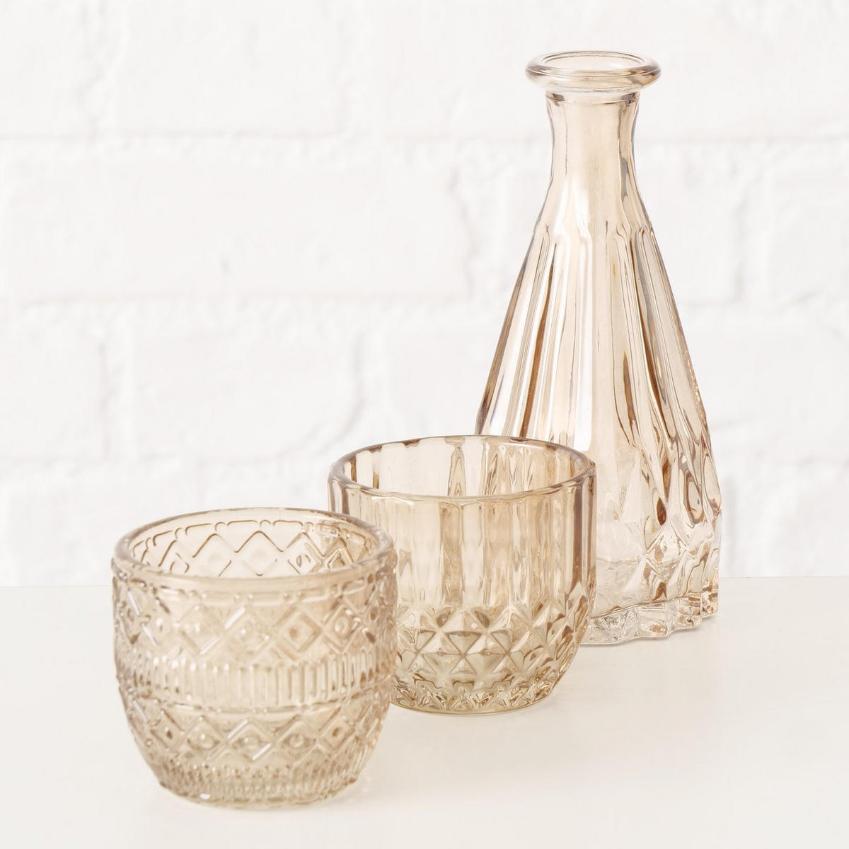 DEKOSET aus Glas Kerzenhalter und Vase Cherin - Orange, Glas (6/15/6cm) - Boltze Home
