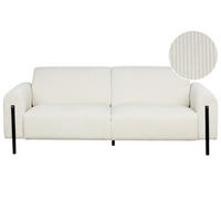 3-SITZER-SOFA Cord cremeweiß Askim - Schwarz/Weiß, Textil (207/87/89cm) - Beliani