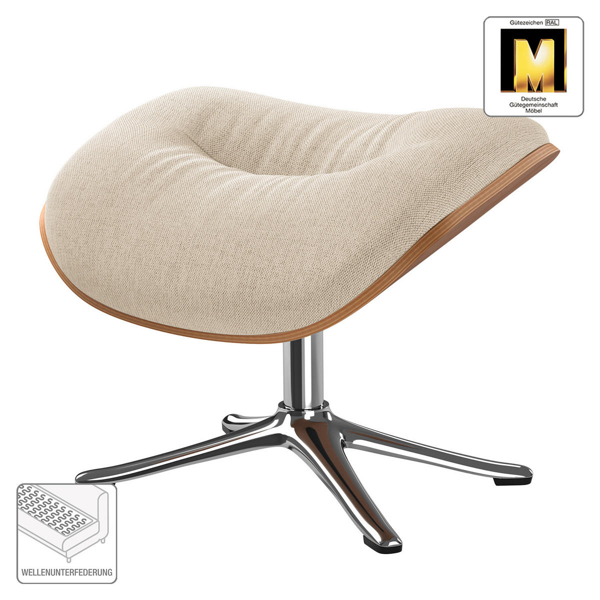 POLSTERHOCKER - Chromfarben/Beige, Textil/Metall (44/39/42cm) - home24