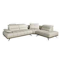 ECKSOFA Rechtsseitiges Ecksofa aus hellgrauem Leder 310/235/102 cm - Chromfarben/Dunkelgrau, Leder/Metall (310/235cm) - ANGEL CERDA