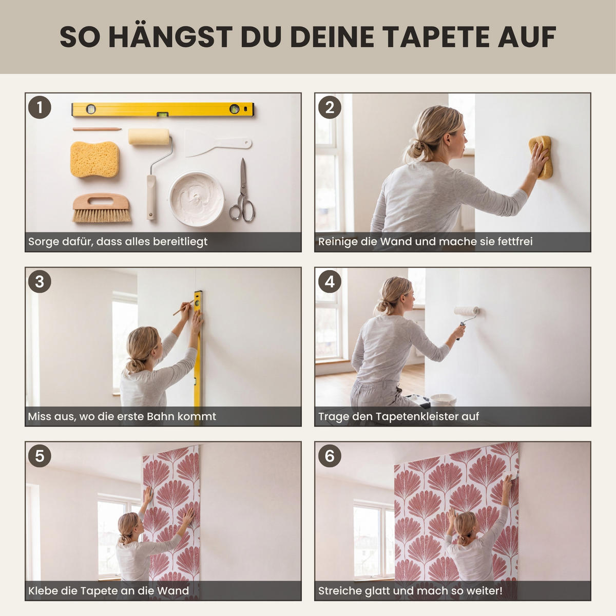 TAPETE - Fächer - Motiv - Terra - 260x240 cm - Rotbraun, Papier (260/240cm) - OnlyWow