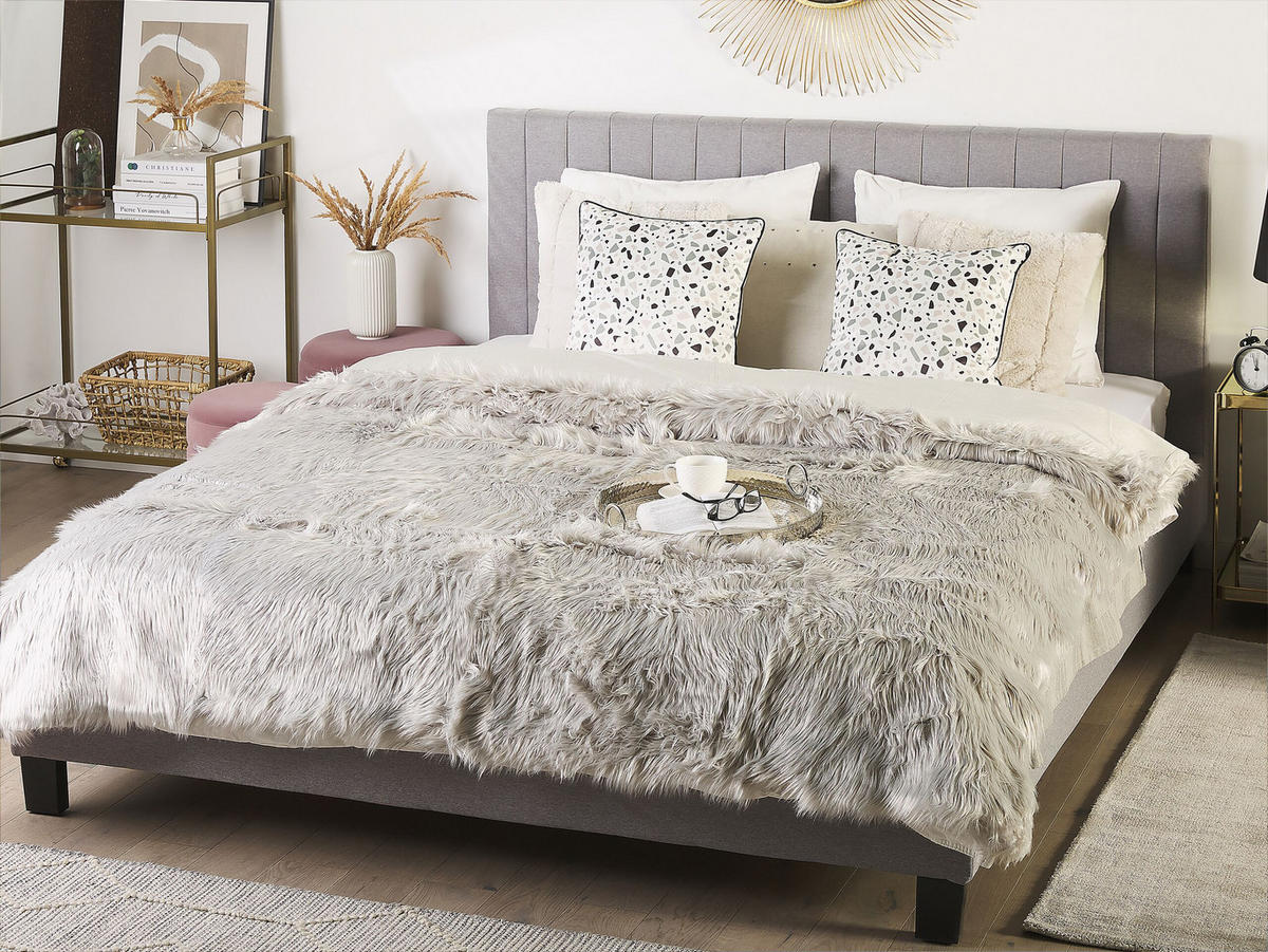 TAGESDECKE Grau 200 x 220 cm Delice - Grau, Keramik (200/220cm) - Beliani