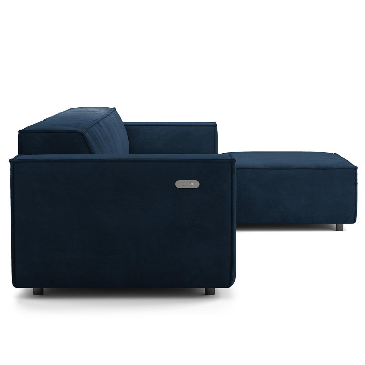 ECKSOFA mit Longchair - Schwarz/Dunkelblau, Kunststoff/Textil (294/177cm) - home24