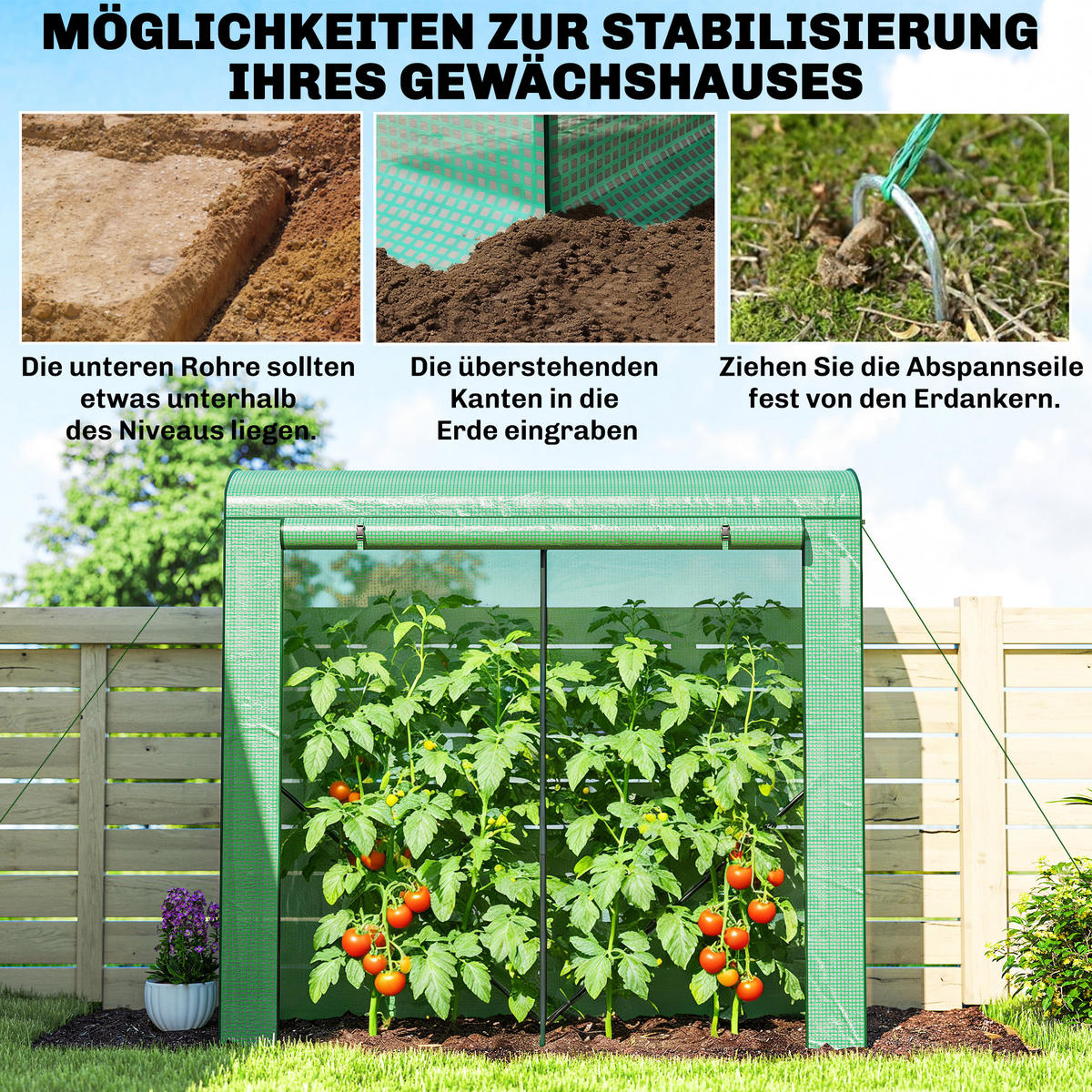GEWÄCHSHAUS mit Netzfenster 200/75/188 cm - Grün, Metall (75/188/200cm) - Outsunny