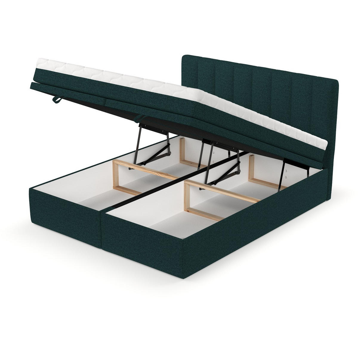 BOXBETT Lume 160/200 cm Grün im Riva Stoff - Schwarz/Grün, Holz/Holzwerkstoff (160/200cm) - AltaBeds