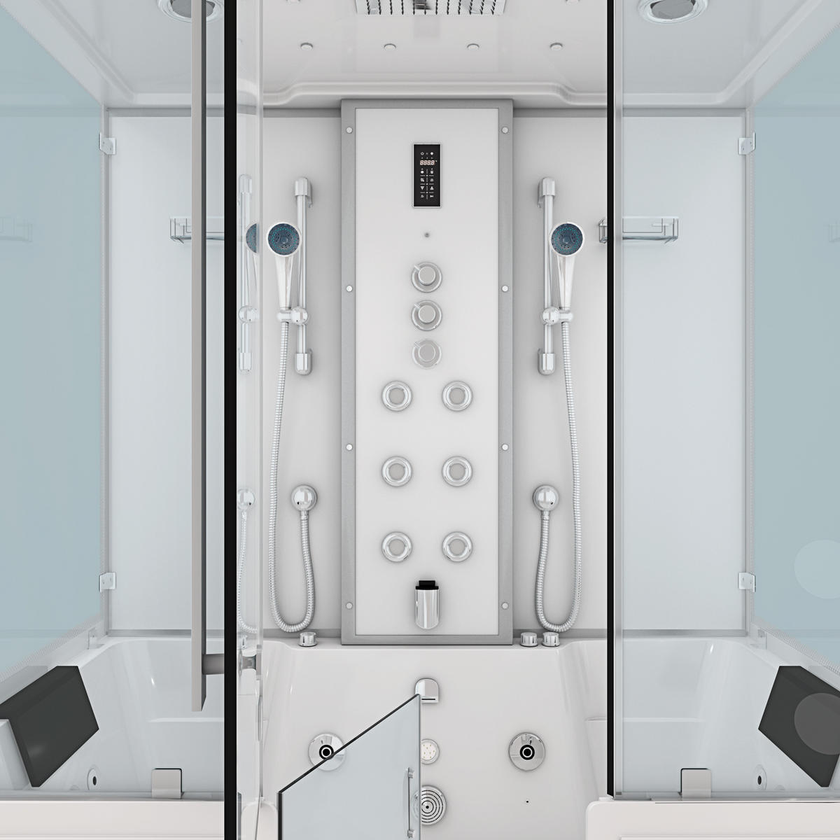 BADEWANNE Dusche K88-WS-TH-B-SC-EA Duschtempel - Weiß, Glas/Kunststoff (100/228/180cm) - AcquaVapore by Sandra Jentho