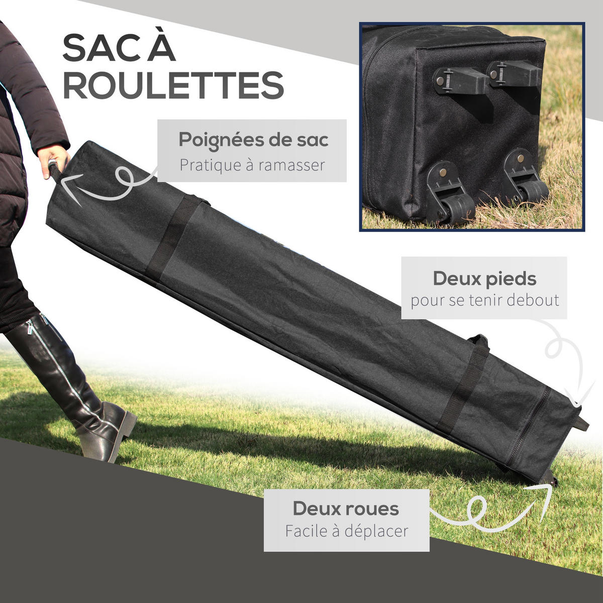 PAVILLON DE-13972 Pop-up 5/3 m, 2 Seitenwände - Grau, Metall (300/290/500cm) - ComfortXL