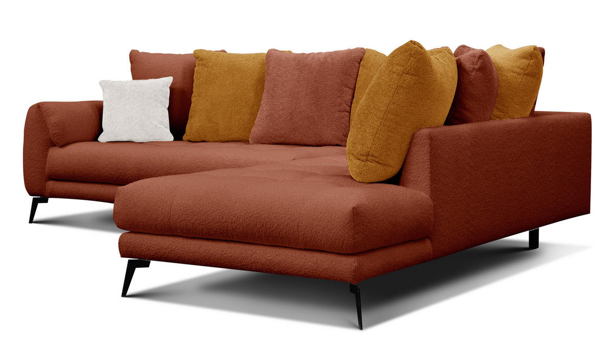 ECKSOFA CALME 5-Sitzer, dunkelorange und écru - Dunkelorange, Holz/Textil (294/229cm) - Courtois Laville