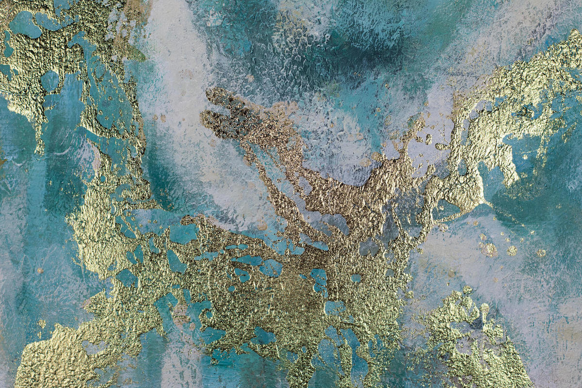 ACRYLBILD HANDGEMALT 60/60 cm - Blau/Goldfarben, Holz/Textil (60/60cm) - KUNSTLOFT