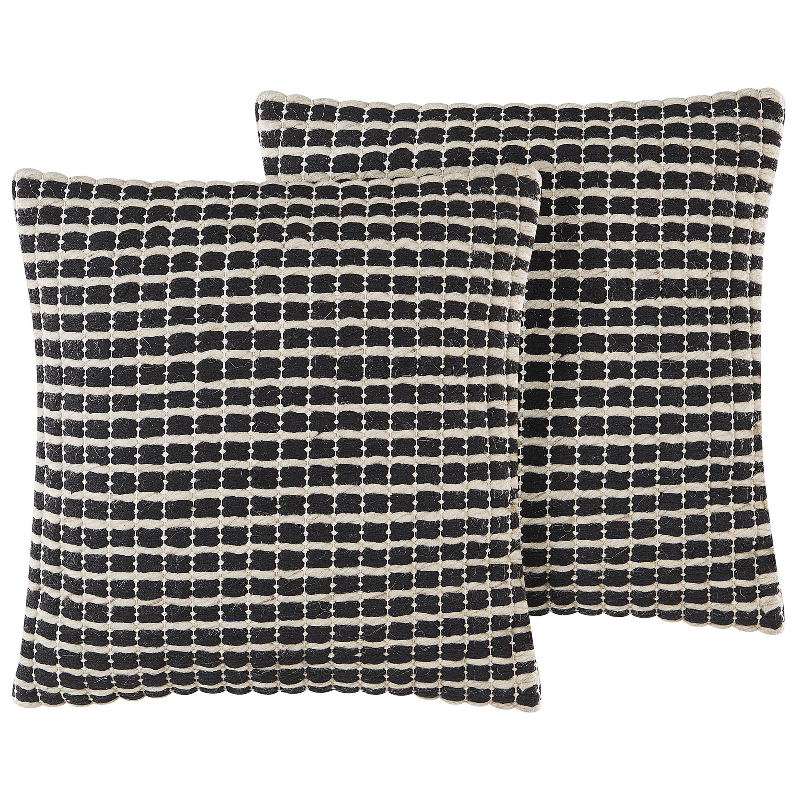 DEKOKISSEN 2er-Set Creme 45/45 cm Yoncali - Creme, Naturmaterialien/Textil (45/45cm) - Beliani