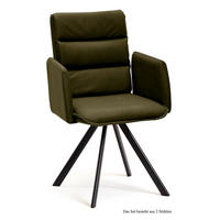 ARMLEHNSTUHL (2er-Set) Debby 52x92x60 Schwarz/Khaki - Dunkelgrün/Schwarz, Kunststoff (60/92/52cm) - 58aufmkessel