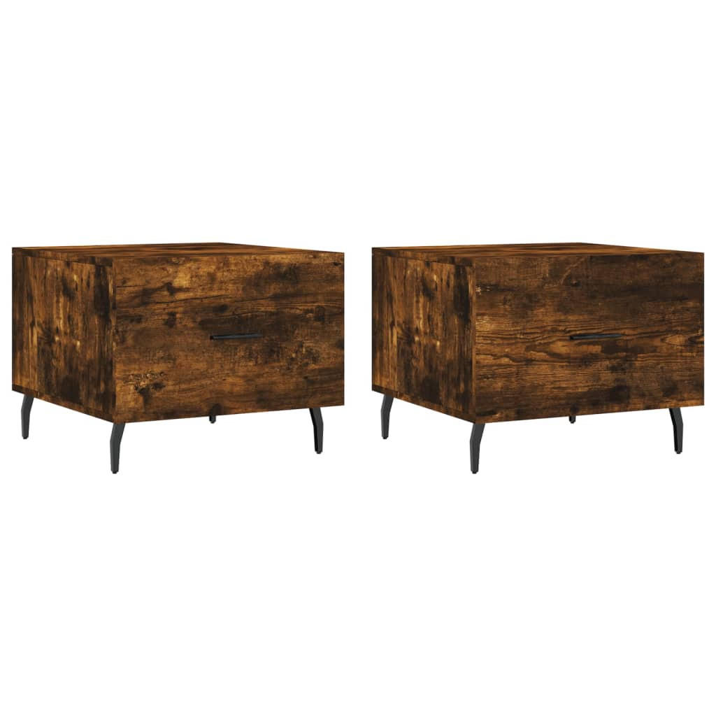 COUCHTISCHE 2 Stk. Räuchereiche 50x50x40 cm Holzwerkstoff - Braun, Holzwerkstoff (50/50/40cm) - furnicato