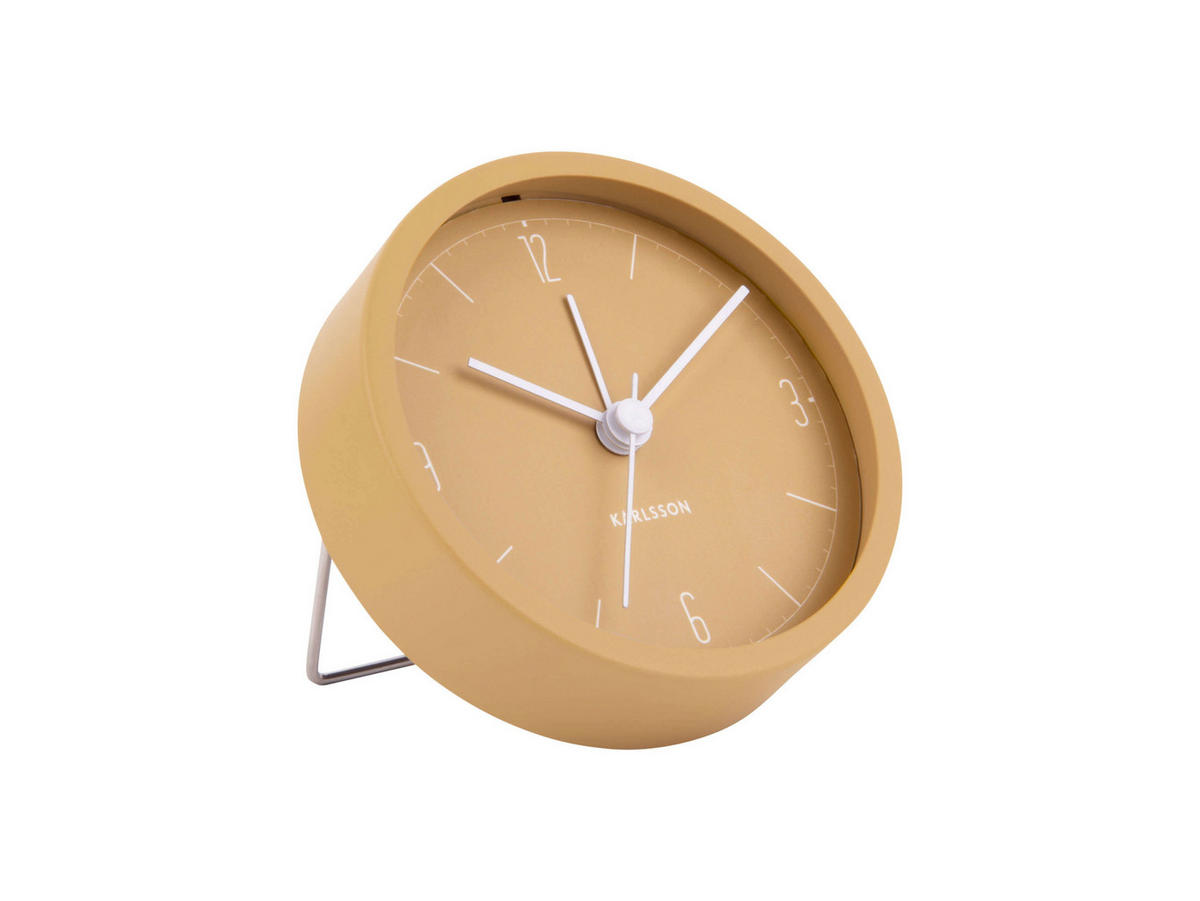 WECKER Gelb 9x9cm - Gelb, Metall (9/9/3cm) - KUNSTLOFT