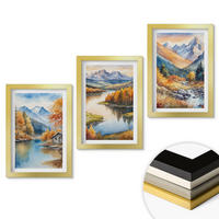 WANDBILDER 3er Set - 20x30 cm Goldrahmen - Gebirgsflüsse, Herbstbäume - Goldfarben, Kunststoff (20/30cm) - ArtPrintCave