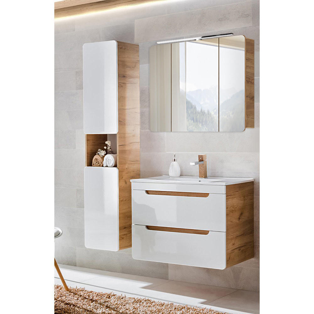 Lomado Badmöbel-Set Weiß 130x200x46 cm