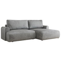 ECKSCHLAFSOFA TONO L Hellgrau Velvet - rechts - Hellgrau/Schwarz, Kunststoff/Textil (150/260cm) - MKS
