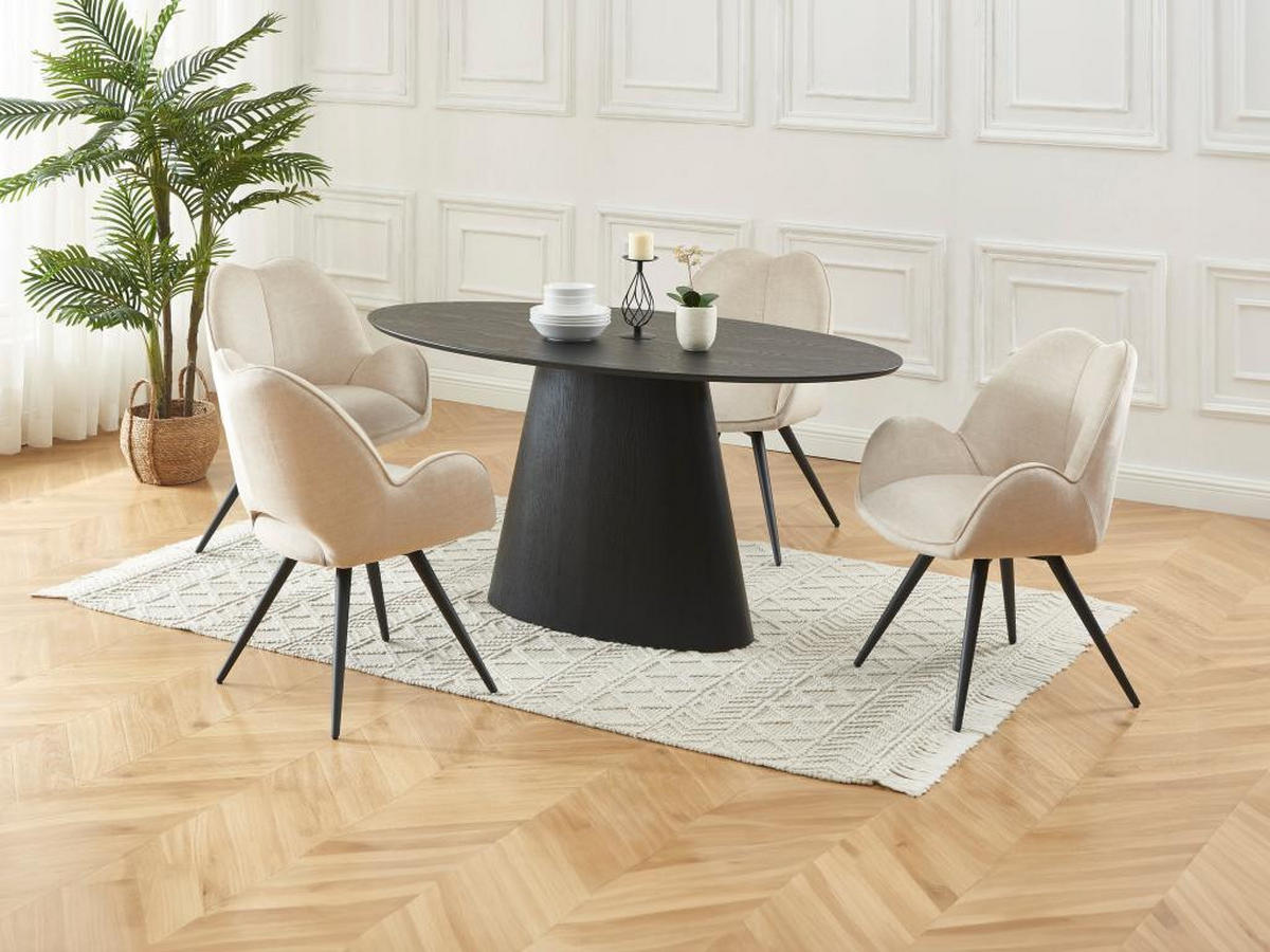 ESSTISCH - 6 Personen - MDF - Schwarz - ANTELADA - Schwarz, Holz (160/90/76.5cm) - Vente-Unique