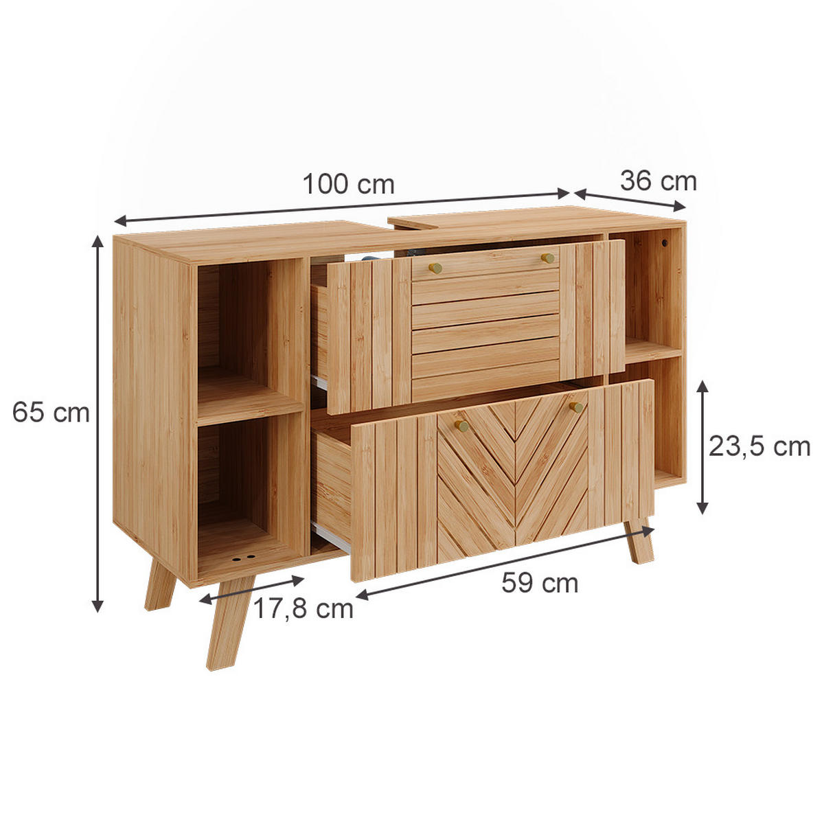 DOLNÍ SKŘÍŇKA POD DŘEZ Lucie Bambus - zelená barva, kompozitní dřevo (100/65/36cm) - Vicco