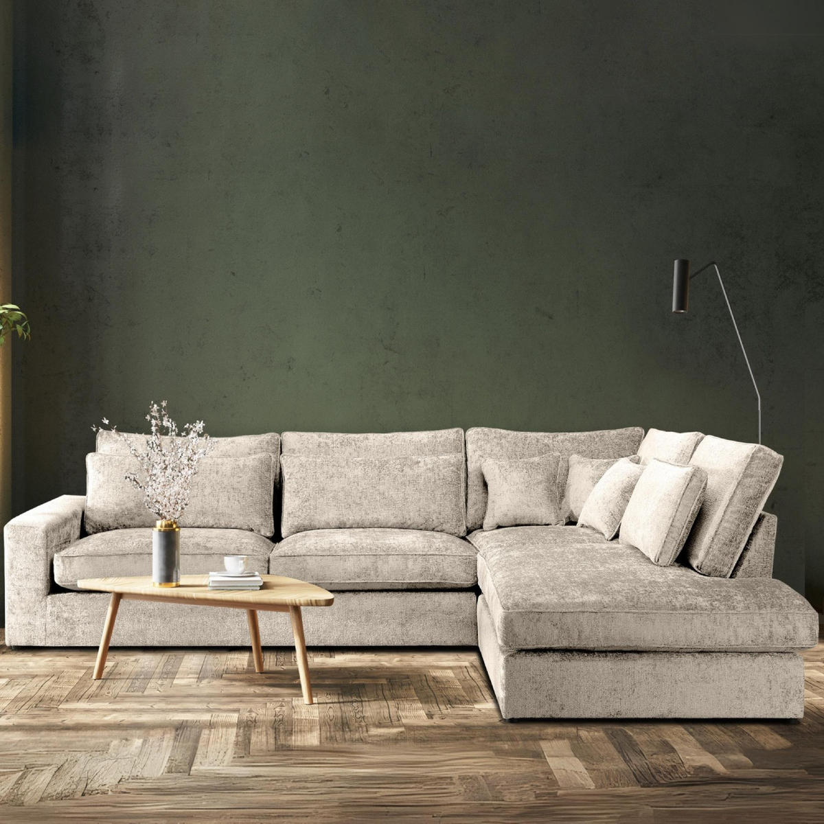 ECKSOFA RECHTS IMPERA Modern 4/5 Sitzer, Creme - Creme, Textil (314/224cm) - KONSIMO®