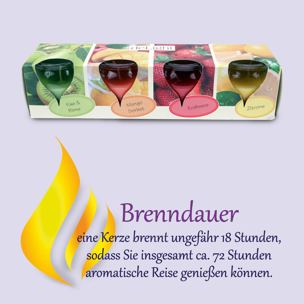 DUFTKERZEN "Selection" - 4 Kerzen im Mix Fruits - Limette/Multicolor, Naturmaterialien (5.8/6cm)