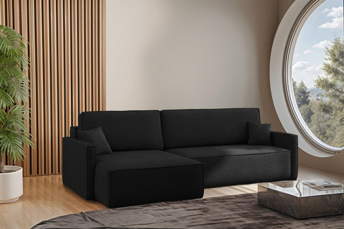 ECKSOFA Louis Scala - Anthrazit, Holzwerkstoff/Textil (250/142cm) - Fun Möbel