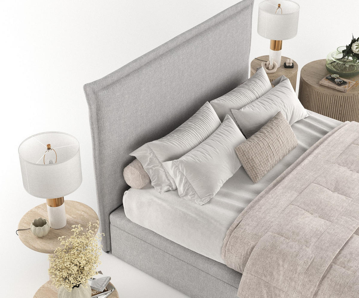 POLSTERBETT Eliot mit Stauraum 160/200 cm Grau im Megan Stoff - Schwarz/Grau, Holz/Holzwerkstoff (160/200cm) - AltaBeds