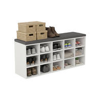 SCHUHBANK - Weiß, Holzwerkstoff/Textil (105/48/30cm) - Relaxdays