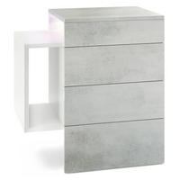 NACHTTISCH Queens Front in Beton Oxid Optik - Hellgrau, Holzwerkstoff (60/63/36cm) - Vladon