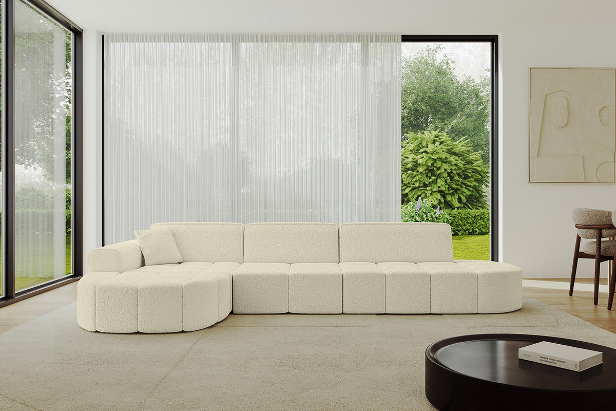 ECKSOFA Ottomane Links LIVO-L2 - 337x173x79,5 cm Beige - Beige, Holzwerkstoff/Textil (337/173cm) - ALTDECOR