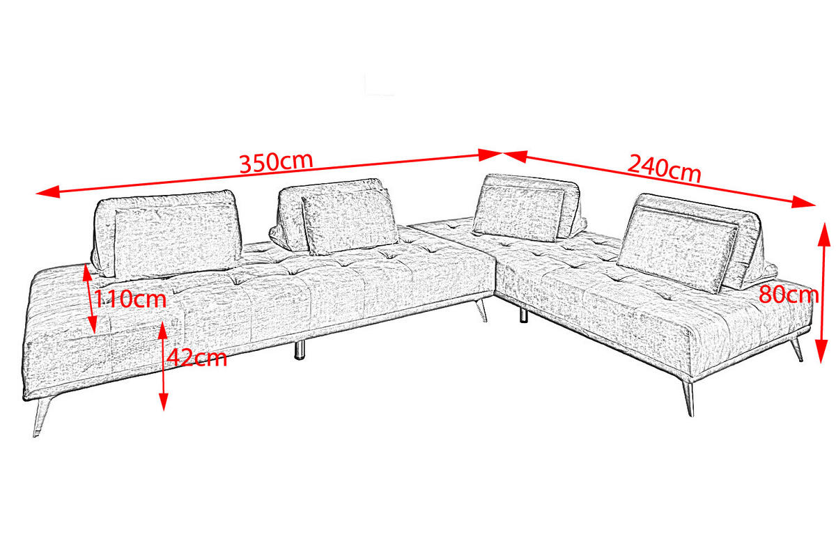 ECKSOFA WIOLO Dunkelgrün Velvet - Dunkelgrün, Textil (350/240cm) - KAWOLA