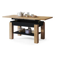 COUCHTISCH rechteckig Eiche Gold - Schwarz ausziehbar höhenverstellbar - Eichefarben/Schwarz, Holzwerkstoff (68/110/59cm) - designimpex