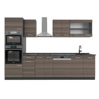 KÜCHENZEILE R-Line Edelgrau 300 cm mit Hochschrank, AP Anthrazit - Anthrazit/Grau, Holzwerkstoff (300/81.6/60cm) - Vicco