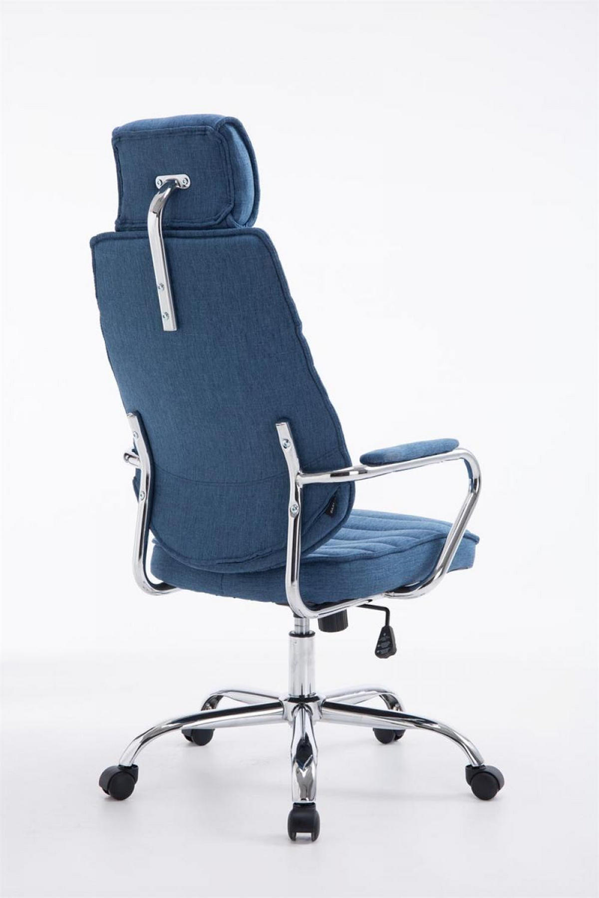 CHEFSESSEL Stoff blau - Chromfarben/Blau, Textil/Metall (60/117/67cm) - CLP