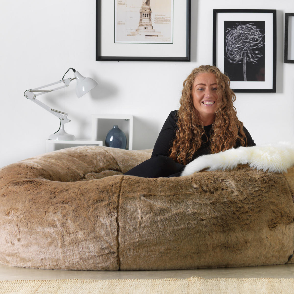 RIESENSITZSACK Cloud aus Kunstfell - Beige, Kunststoff (160/45/130cm) - icon