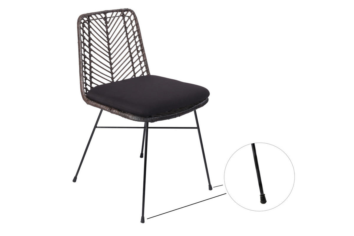 ESSZIMMERSTUHL DETROIT - Anthrazit/Schwarz, Naturmaterialien/Metall (42/80/42cm) - SAM