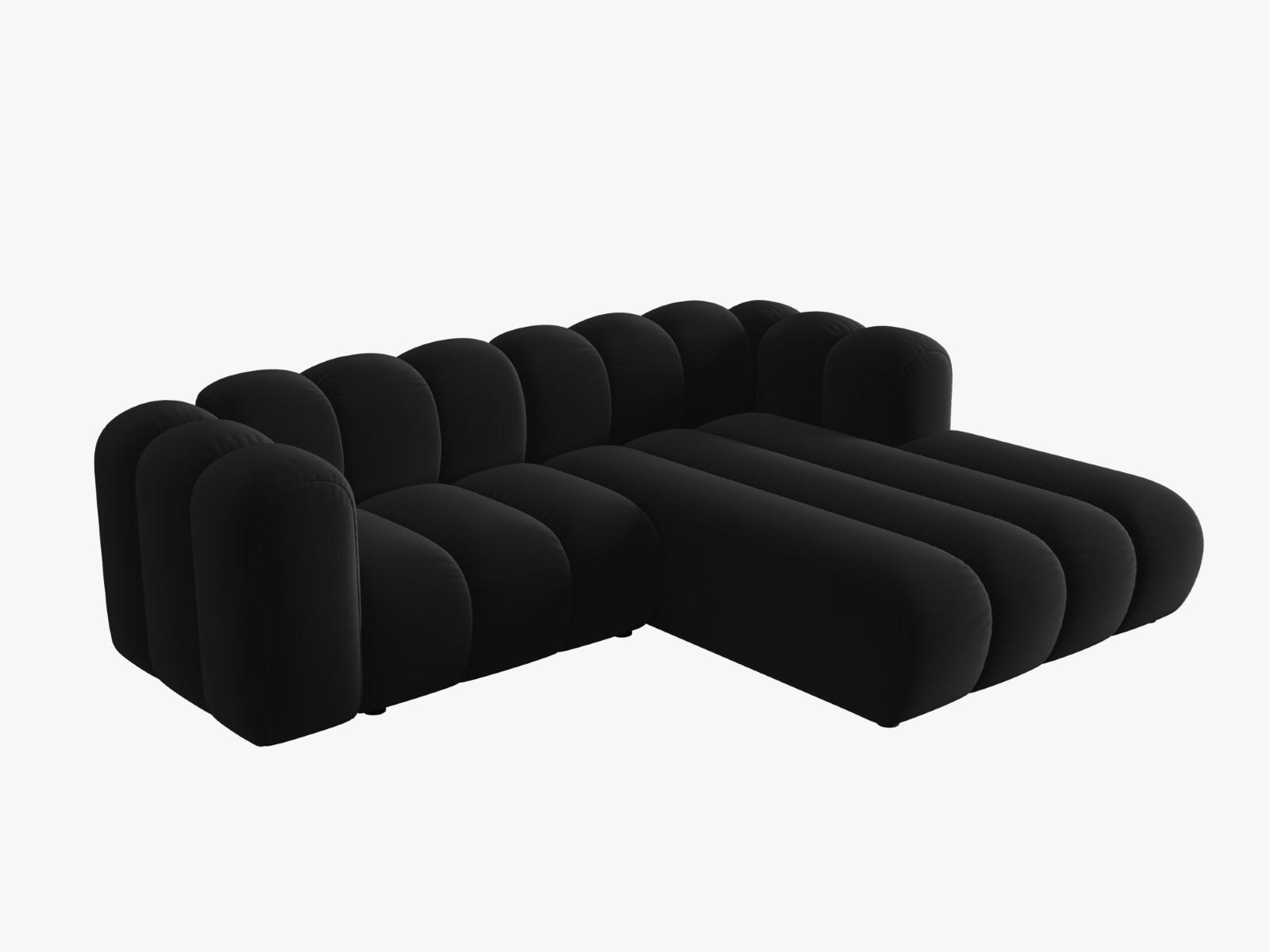 ECKSOFA modular rechts Lupine aus Samt schwarz 3 Sitzplätze - Schwarz, Textil (177/230cm) - Micadoni