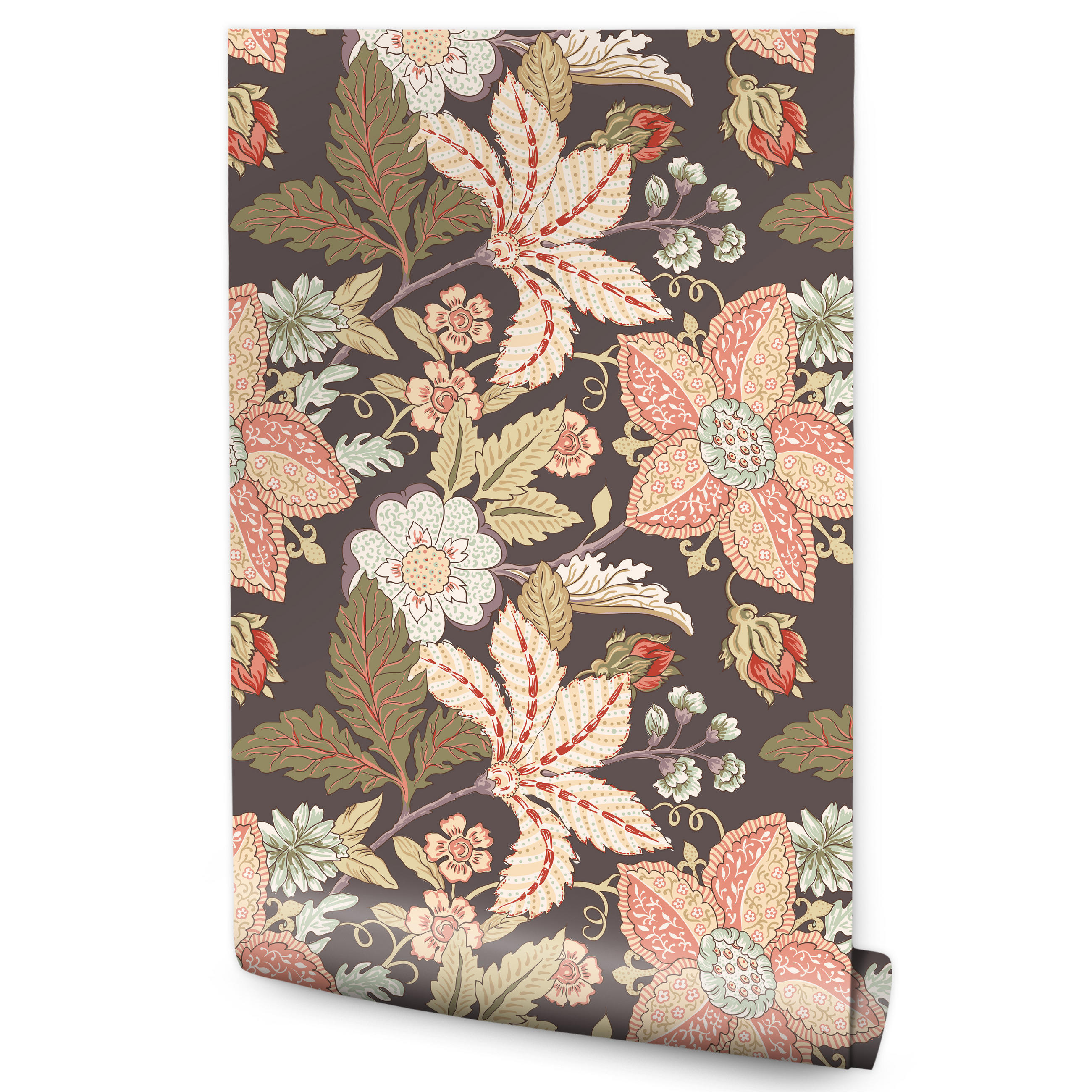VLIESTAPETE Florale Ornamente im Retro-Stil – Rosa, Beige, Braun – 50x1000 cm - Beige/Rosa, Papier (50/1000cm) - Muralo