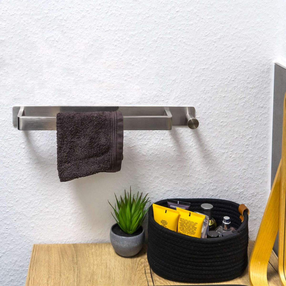 HANDTUCHHALTER ohne Bohren - Silberfarben, Metall (4.5/6.5/41.5cm) - Intirilife
